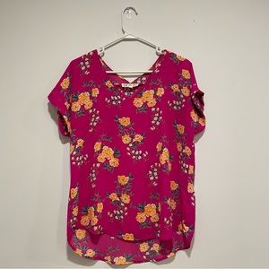 Pink Rose Floral Blouse
